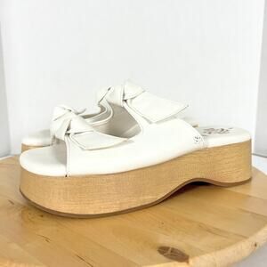 Sam & Libby Platform Sandals Double Bow Slip On White Women's sz 8